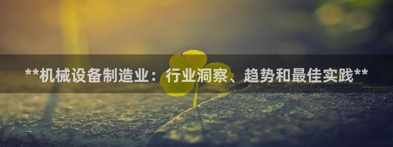 杏盛平台注册登录：**机械设备制造业：行业洞察、趋势和最佳实践**